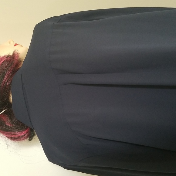 Talbots navy crepe button up blouse - Picture 6 of 10